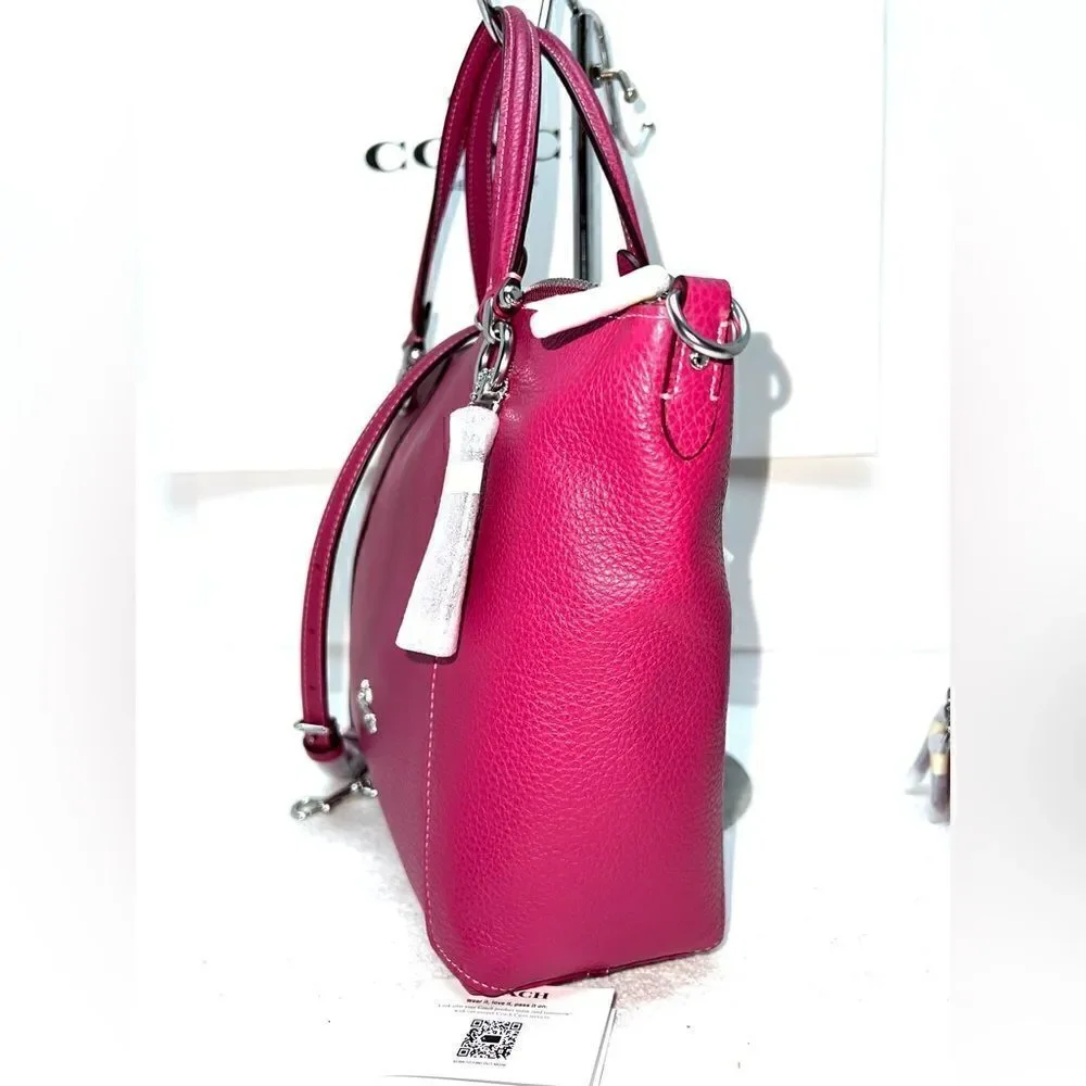 🔥🎁NWT! Coach KACEY Satchel Leather Handbag Bright Violet Msrp:$378.00 - Picture 5 of 12